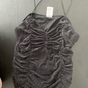 Black Ruched Dress with Spaghetti Straps